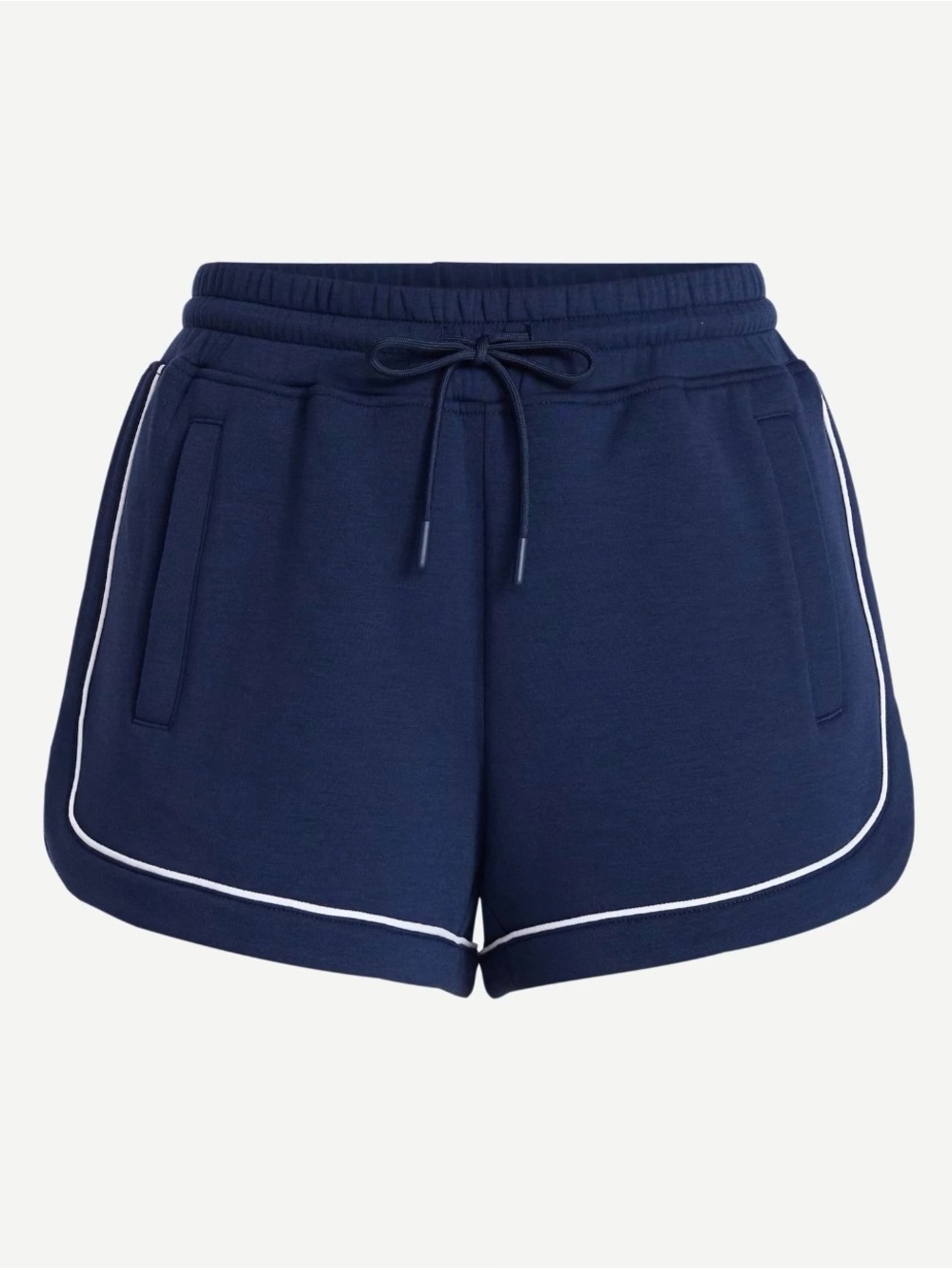 Navy ScubaKnit Drawstring Sport Shorts with Contrast Piping, 3" Inseam - Picture 6 of 7